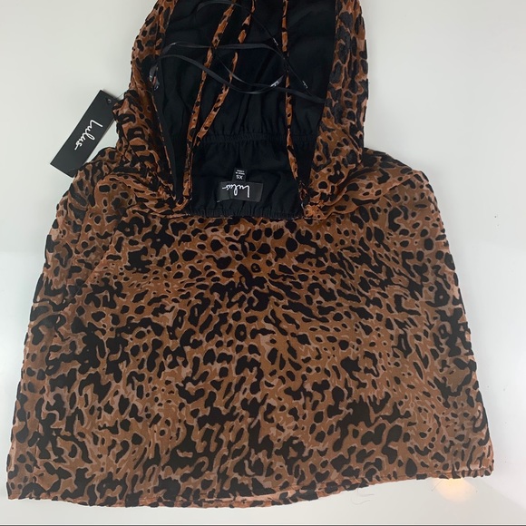 Brown Leopard Burnout Velvet Print Dress - Picture 3 of 7